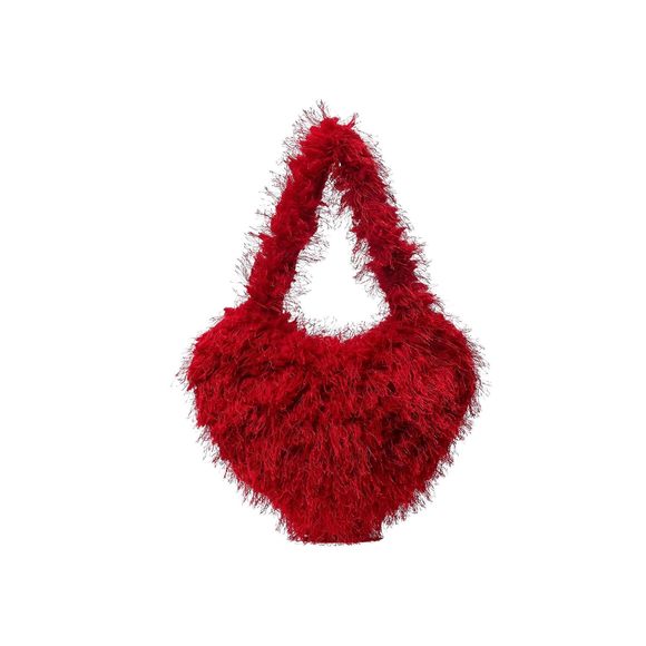 Faux Fur Handbags Heart Shape Top Handle Y2K Fuzzy Clutch Purses ^_^ - Picture 1 of 6